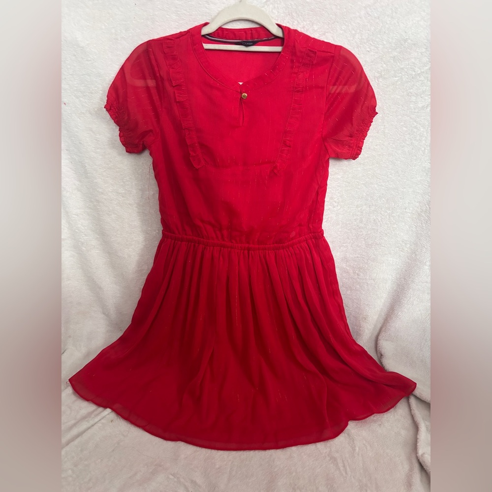 NWOT girls Tommy Hilfiger Red and Gold Dress Size 12/14